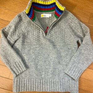 Boden Gray Zip-Up Sweater with Multicolor Collar boy 4t-5t, great condition!